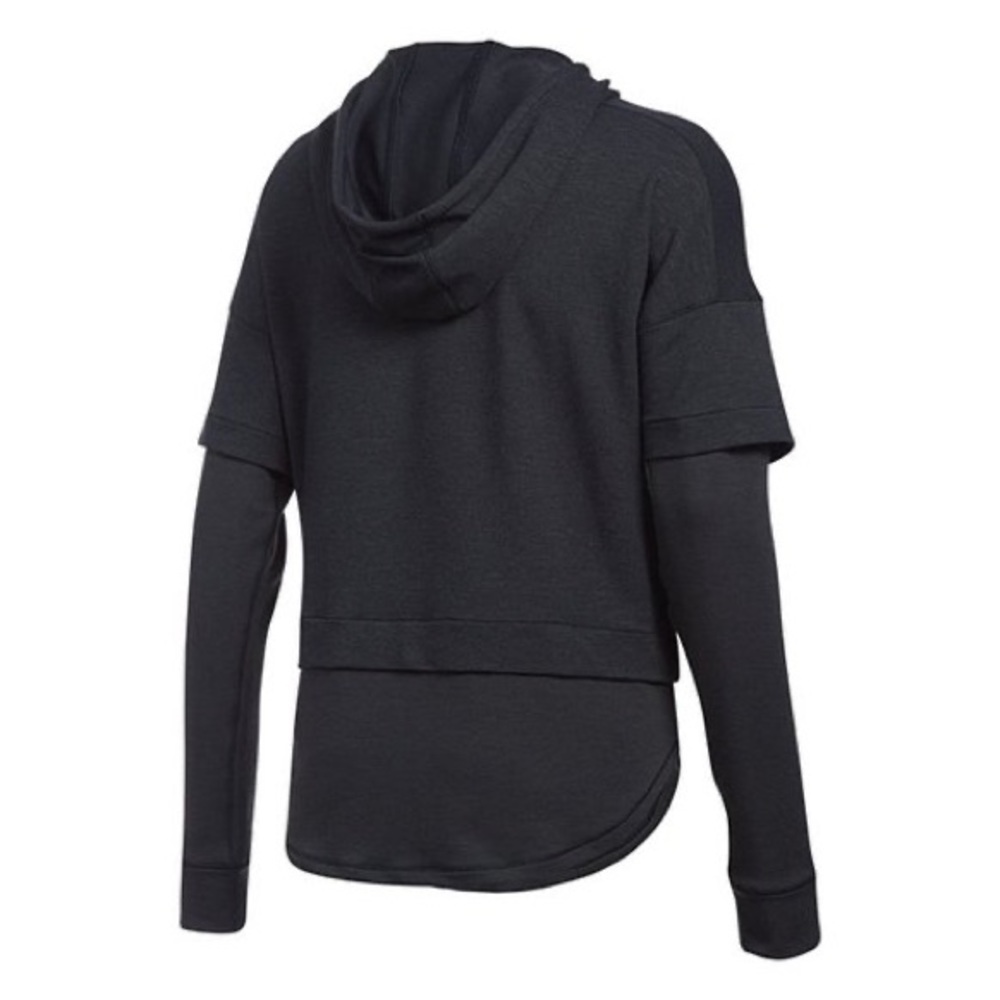 Under Armour Black Featherweight Fleece Layered Hoodie, Sz. M - Picture 4 of 4
